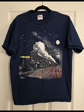 Big Boy Stean Engine Graphic Train Tee - Navy Blue